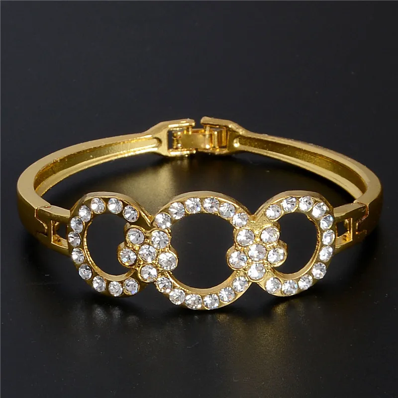 Новый нежный желтый золотой цвет полный кристалл круг браслеты для женщин мама