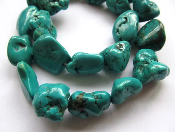 

free ship--2strands 13-18mm high quality turquoise gemstone nuggets freeform tibetant jewelry beads