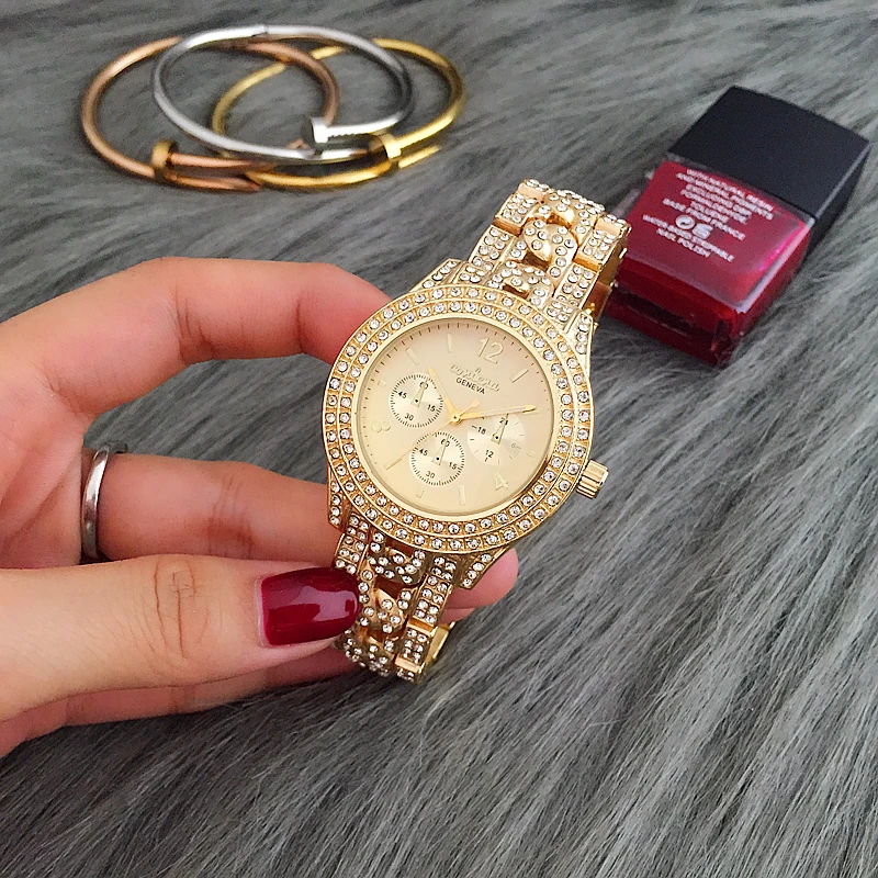CONTENA Brand Women's Watch Diamond Rose Gold steels straps Luxury watches for Women Fashion Female Clock relogio feminino | Наручные