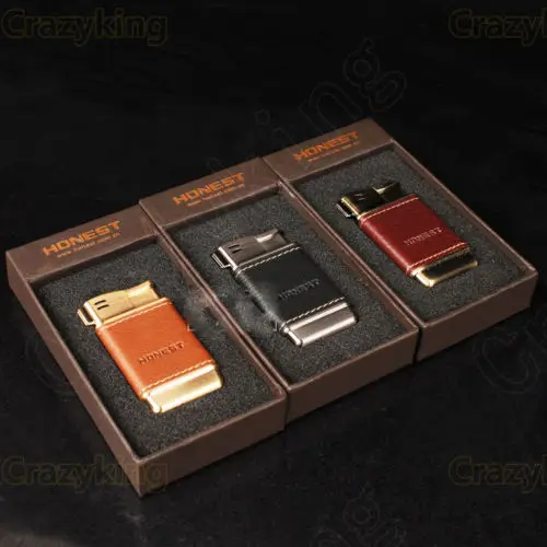 Мини Коричневая Кожаная металлическая трубка для курения табака прикуриватель с