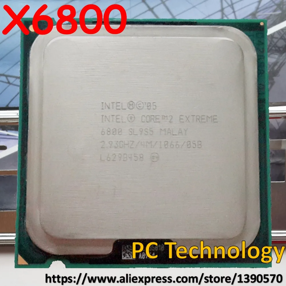 Оригинальный процессор Intel Core 2 Extreme X6800 LGA775 1066 МГц 93 ГГц 4 Мб 75 Вт Бесплатная