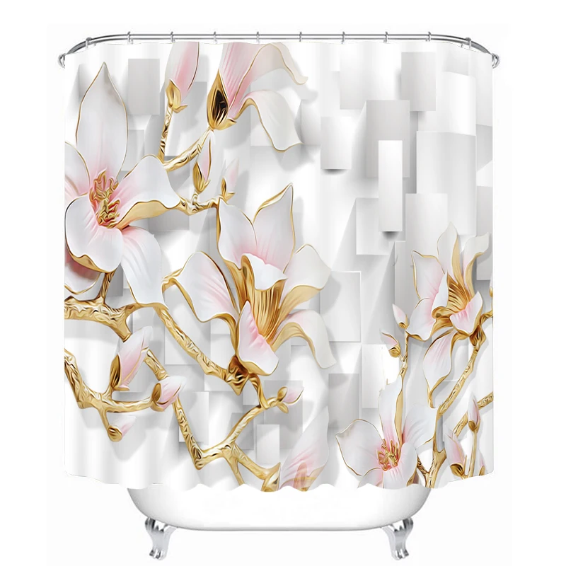 Европейские высококлассные резная 3d занавески для душа с цветочным узором