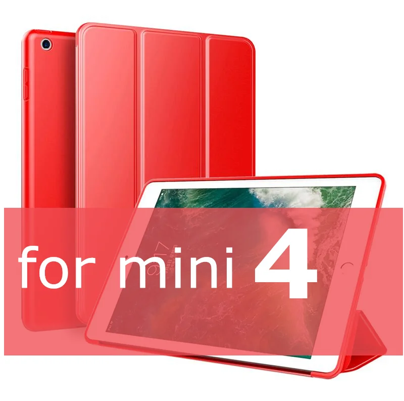SUREHIN чехол для Apple iPad mini 4 3 2 1 5, тонкий ТПУ силиконовый мягкий красный черный синий умный чехол для iPad mini 4 5 - Цвет: mini 4 red