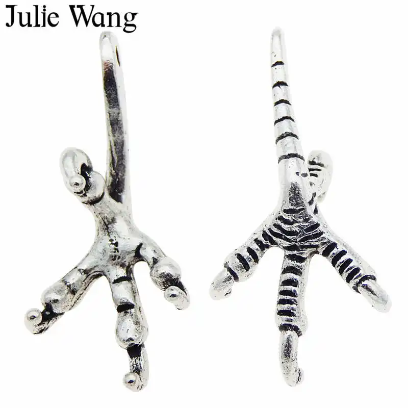 Julie Wang 10 шт. Орлан цвет под старину серебро птица коготь сплав серьги браслет