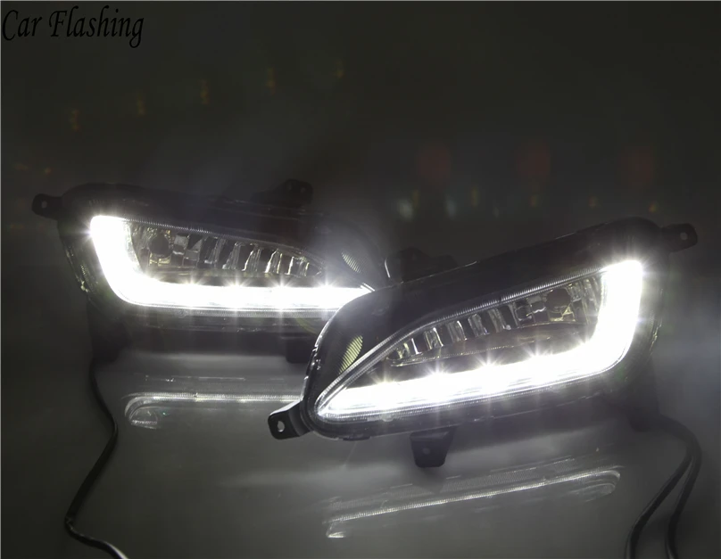 Автомобиль мигающий 1 комплект автомобиля DRL для hyundai Tucson светодиодный Противотуманные фары Дневные ходовые огни светодиодный DRL светильник автомобильный Дневной светильник