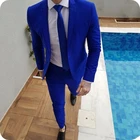 2019 Новое поступление Королевский синий костюм для выпускного жениха смокинг последние пальто брюки дизайнерские мужские свадебные костюмы Мужской приталенный пиджак + брюки + галстук