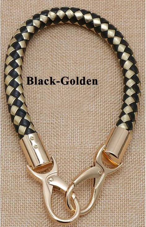 black golden Новинка 1 шт 40 см ручки для замены из искусственной кожи Плетение короткий ремень сумка аксессуары 17 цветов Золото Серебро фурнитура - Цвет: black golden