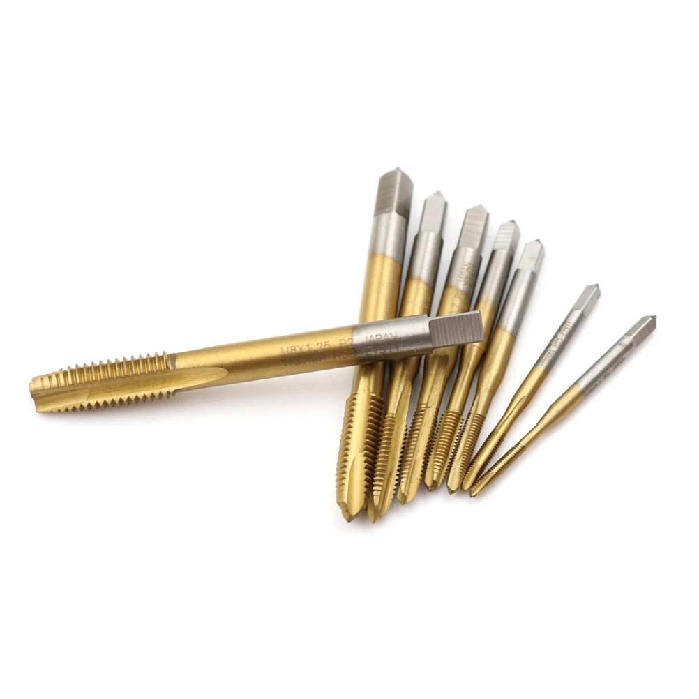 Herramientas de mano de titanio coaxial, Punta espiral, flauta recta, tornillo métrico mecánico, máquina de roscas M2/M2.5/M3/M3.5/M4/M5/M6/M8