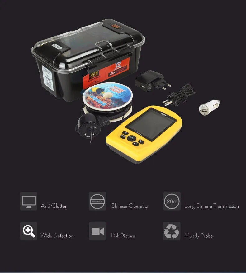 Lucky FF3308-8 Portable Wireless WiFi Fish Finder 40m Depth Sonar Sounder Alarm Transducer Fishfinder with Colorful Display | Спорт и