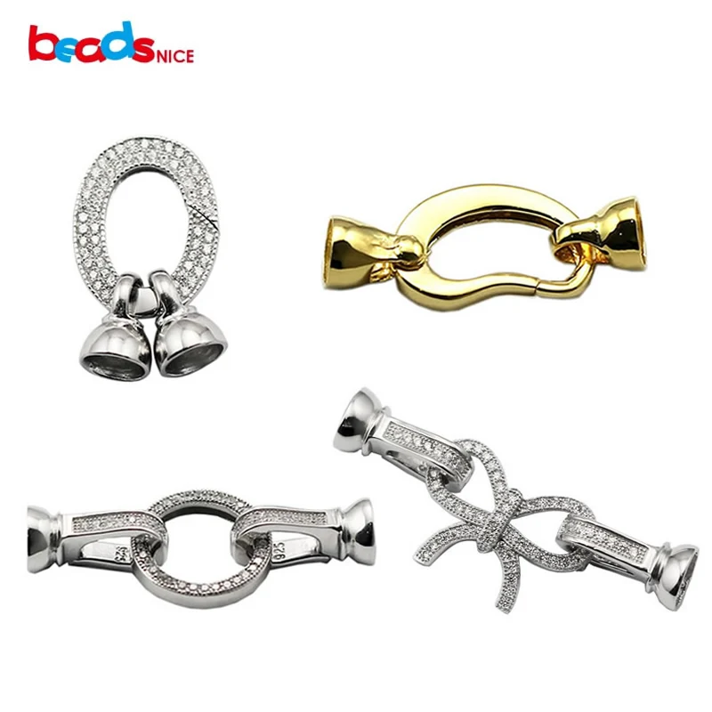 

Beadsnice 925 sterling silver fold over clasp rhinestone jewelry clasps for bracelets and necklaces handmade jewelry findings
