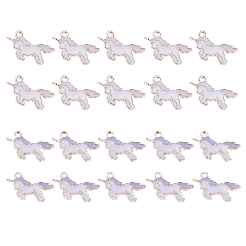 20 Pieces Unicorn Charms Pendant Findings Beads Jewelry Making DIY Crafts Accessories Pink and Purple | Украшения и аксессуары