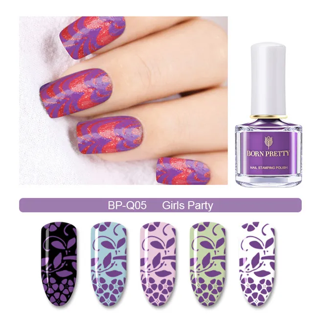 Girls Party 6 мл BORN PRETTY фиолетовый цвет серии стемпинг ногтей покрытие 6 мл печать лак Роза красный Маникюр Искусство Изображение штамп лак - Цвет: Girls Party