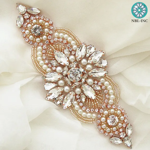 (1 шт.) ручная вышивка бисером для свадебных платьев с аппликацией из страз и