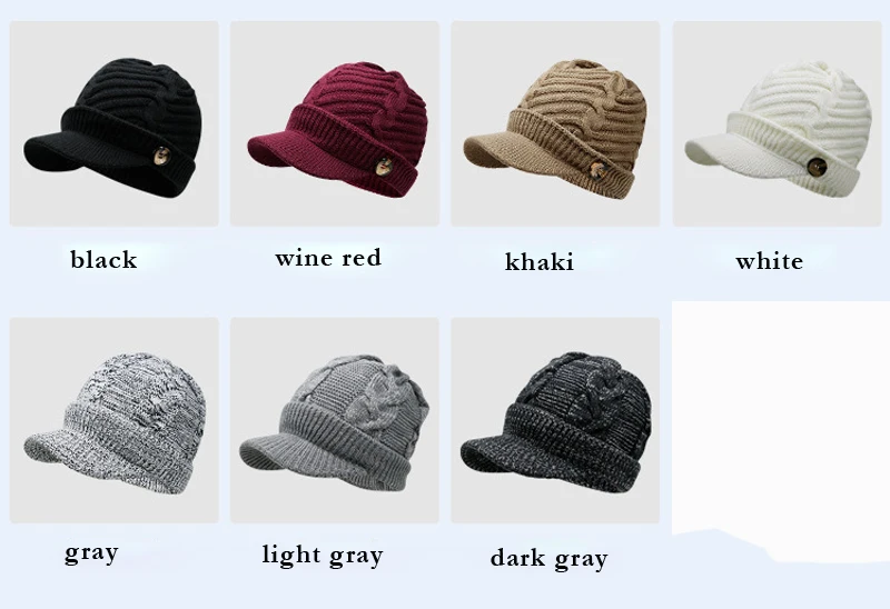 Lanmaocat Knitting Hat Men Women Winter Knitting Hats Warm Cap with Visor Wool Winter Knitting Hats Free Shipping