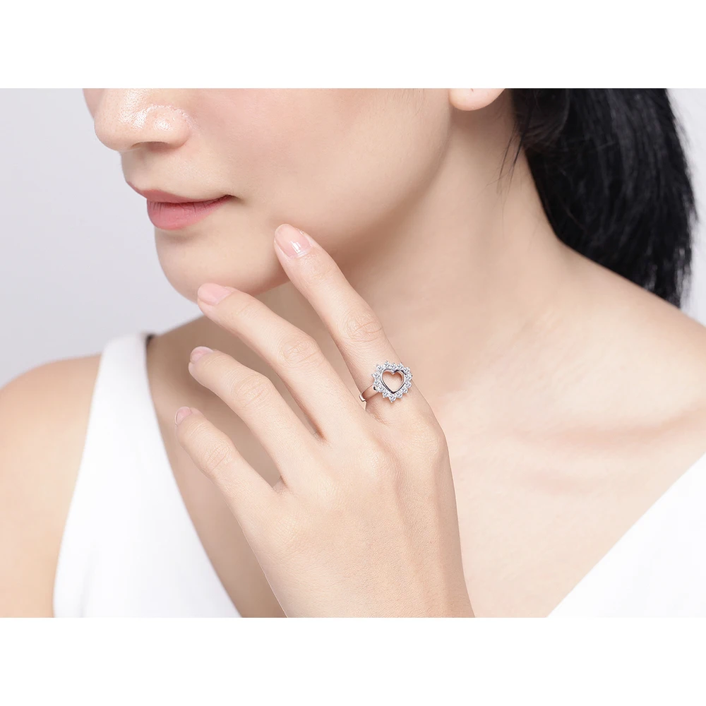 Женское свадебное кольцо с сердцем из стерлингового серебра 925 пробы ювелирное