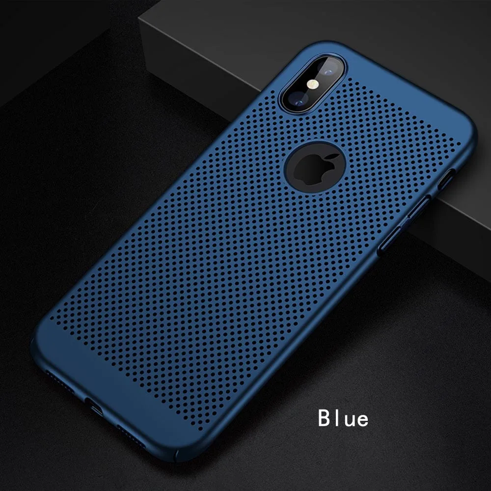 Blue Heyytle ультра тонкий чехол для iPhone X 6 6s 7 8 Plus полые чехлы с рассеиванием тепла Жесткий ПК для iPhone XS MAX XR X задняя крышка Coque - Цвет: Blue