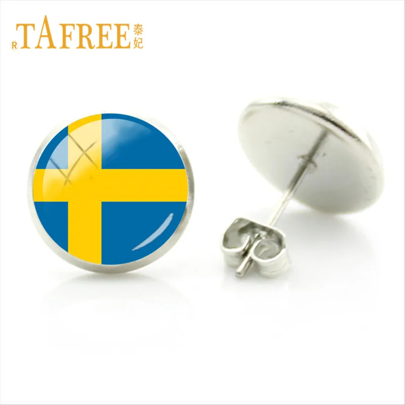 Tafree флаг Турция Испания Япония Швеция Серьги-гвоздики 28 Стили мира Флаг Фото Стекло камни Серьги стимпанк украшения fg87
