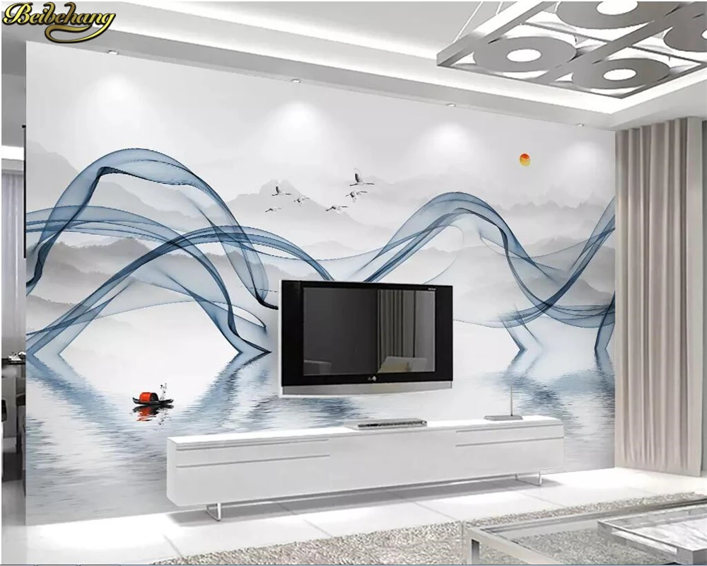 Обои на заказ 3d росписи абстрактные чернила линия дым пейзаж ТВ фон обои домашний