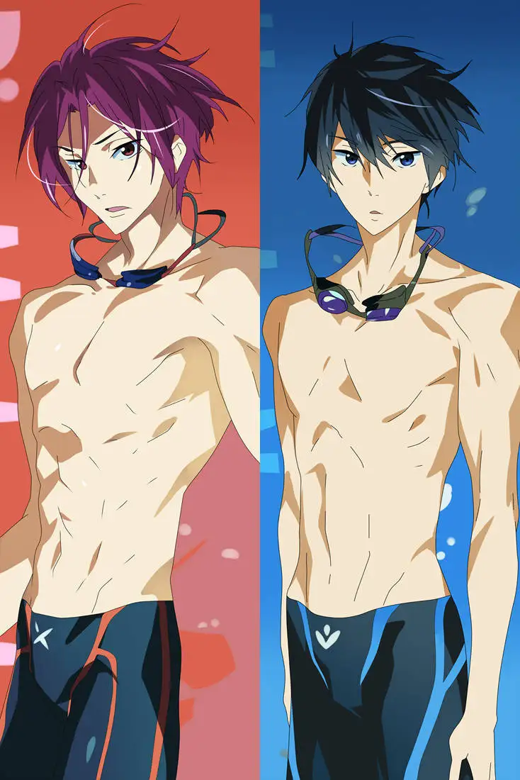 Аниме Dakimakura Body FREE! IWatobi Плавание клуб 150x50 см 100x35 см подушка чехол Обложка манга-1 шт - Цвет: Синий