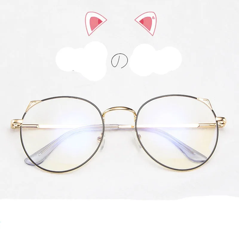 

DUOYUANSE New Metal Anti-Blue Glasses Fashion Cat Eye Flat Light Mirror Spring Foot Computer Student Eyeglass Frame wholesale