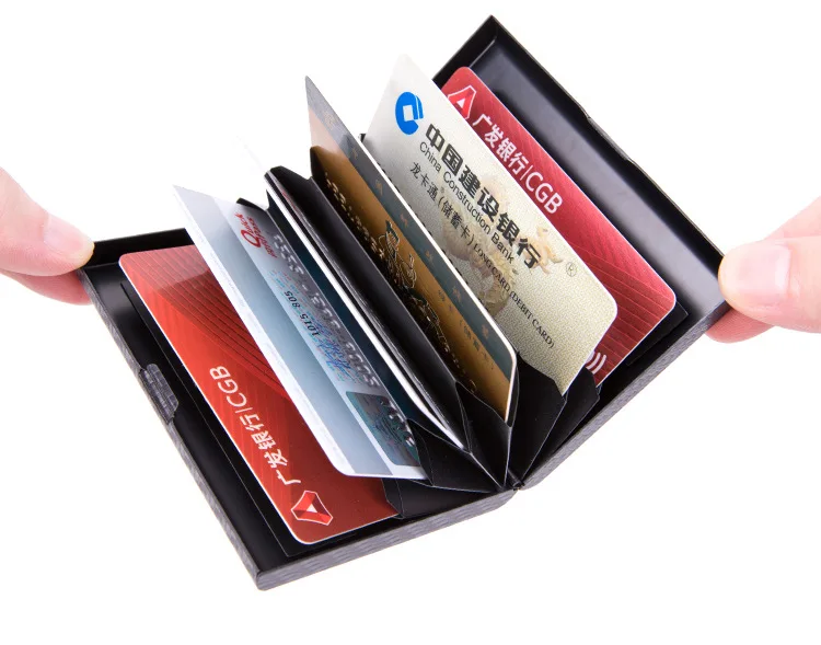 ZOVYVOL с защитой от RFID, для карт держатель кошелек для мужчин и женщин тонкий один ящик умный Алюминиевый металлический кошелек черный тонкий мини-кошелек