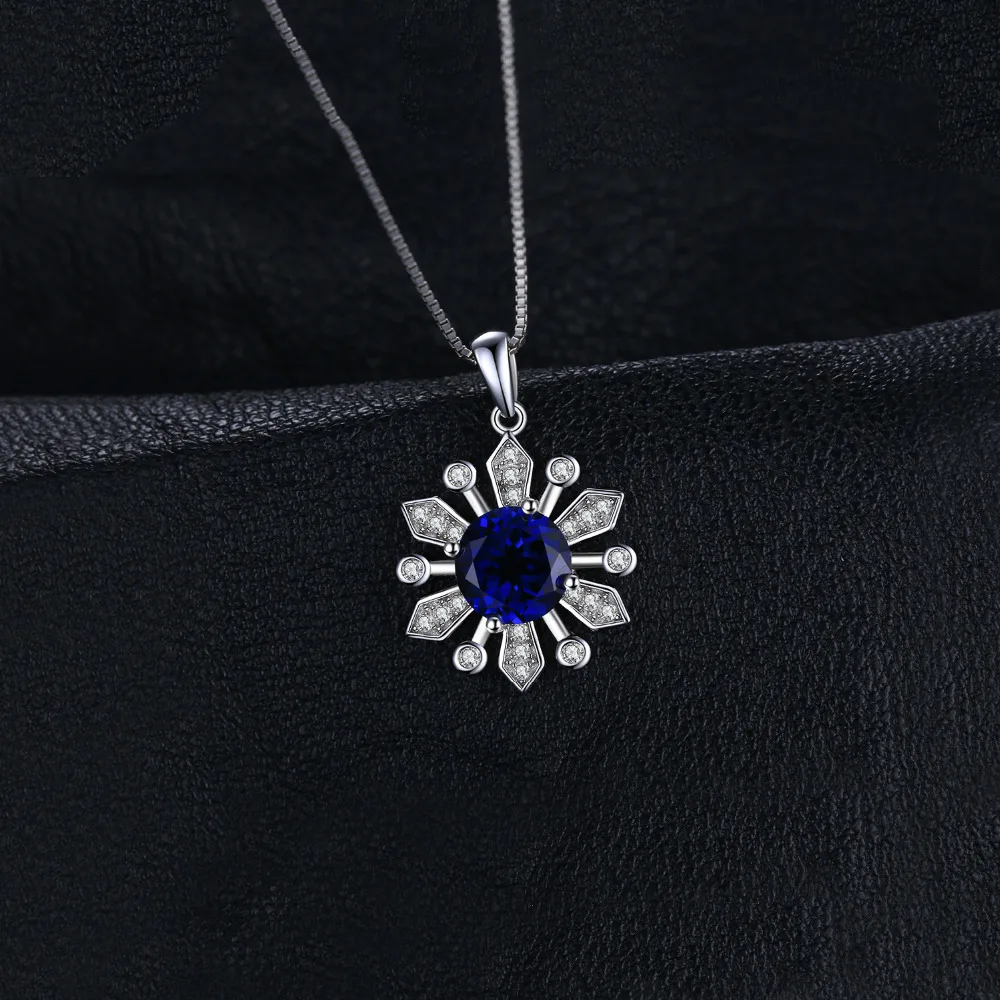 JewelryPalace Шикарный цветок 2.8ct круглый создан Подвеска из сапфиров 925 пробы серебро