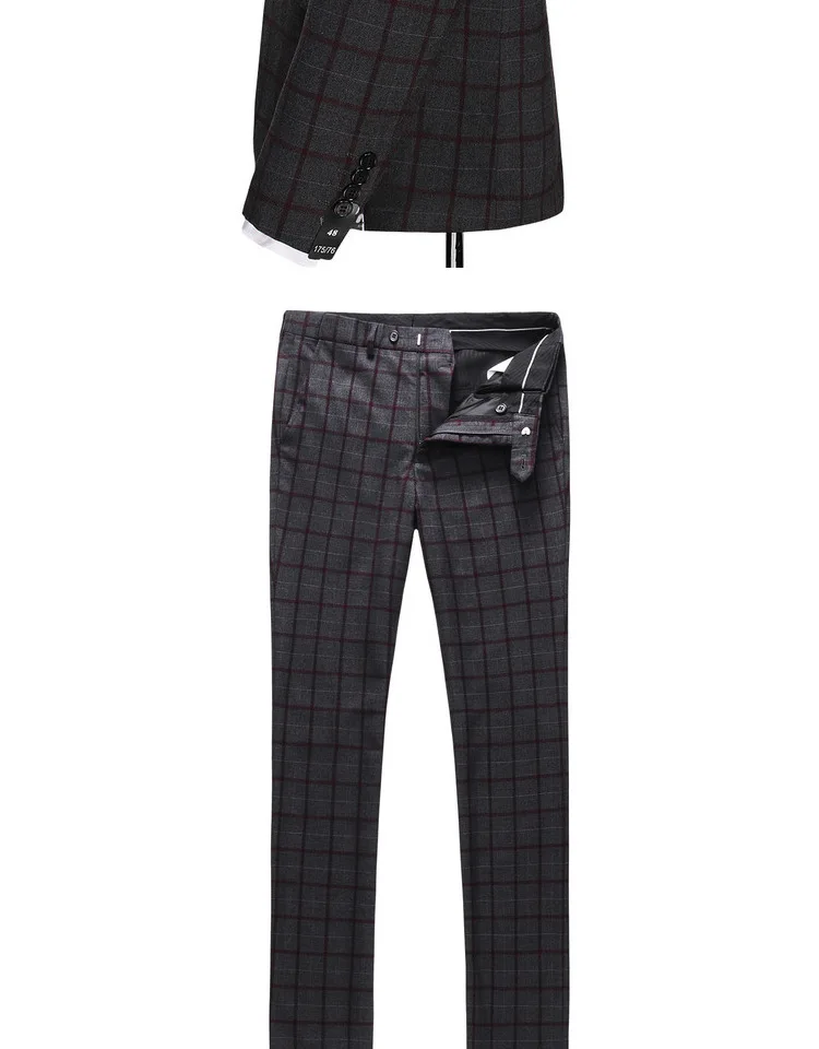 JZ CHIEF 3 шт клетчатый мужской костюм Slim Fit Свадебный костюм жениха куртка повседневный пиджак в деловом стиле брюки жилет элегантный костюм для выпускного вечера мужской