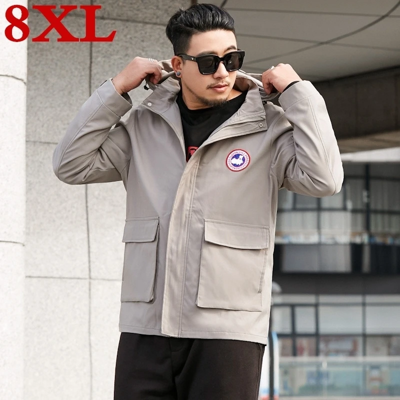 Плюс размер 8XL 7XL 6XL Новая Осенняя мужская модная верхняя одежда ветровка куртка с