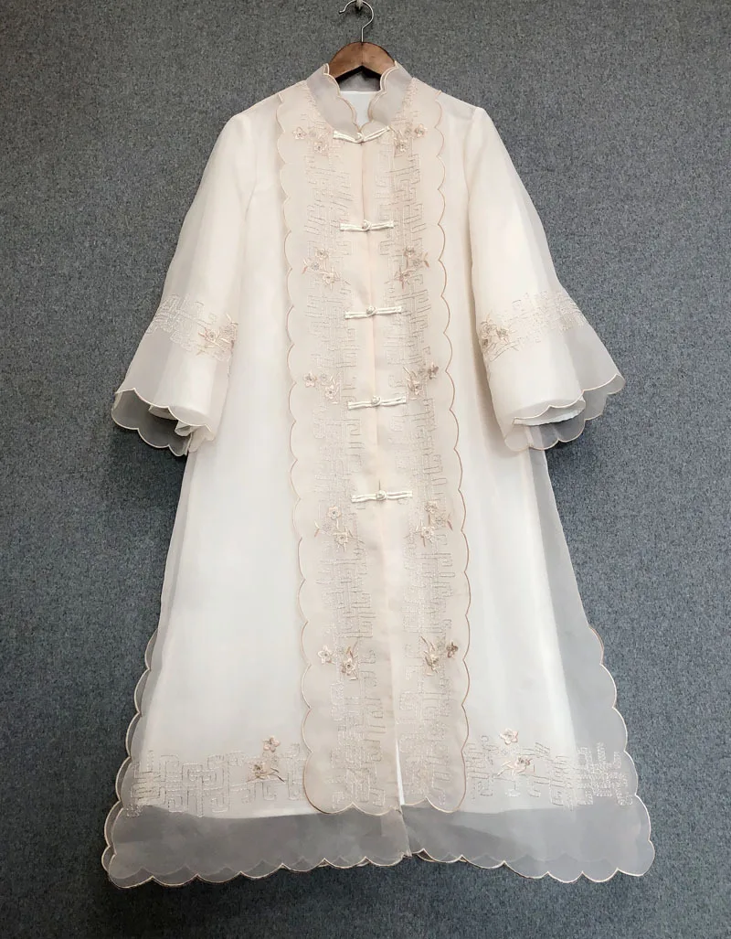 Casaco Feminino, весна-лето, длинное пальто, верхняя одежда для женщин, роскошная вышивка, однобортное винтажное пальто, пальто для женщин