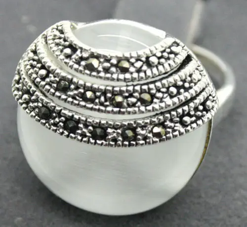 Хороший Свадебный 2 цвета красивый белый кошачий глаз камень опал марказит 925