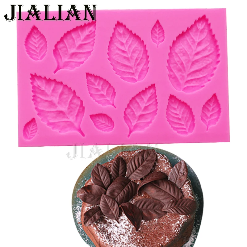 

Leaf Shaped Silicone Press Mold Leaves Cake Decoration Fondant cookies tools 3D Food Grade Silicone Mould Gumpaste Candy T0967