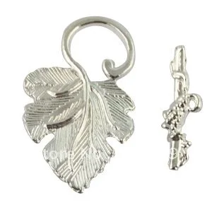 

60Sets Silver Color Plate big leaf toggle clasps A5108SP FREE SHIPPING