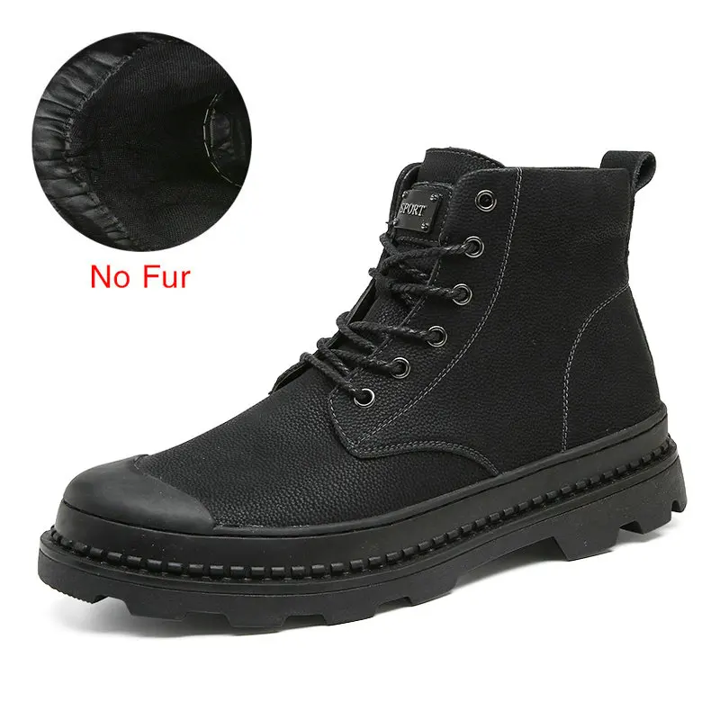 Black DEKABR/мужские зимние ботинки; коллекция года; модные рабочие ботинки; водонепроницаемые Зимние ботильоны; Брендовая обувь из натуральной кожи; мужские кроссовки - Цвет: Black