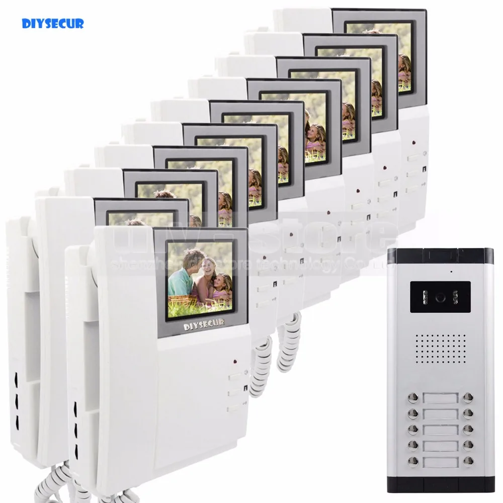 DIYSECUR 4 3 &quotHD монитор Квартира видео домофон дверной звонок Система 700 TVLine камера