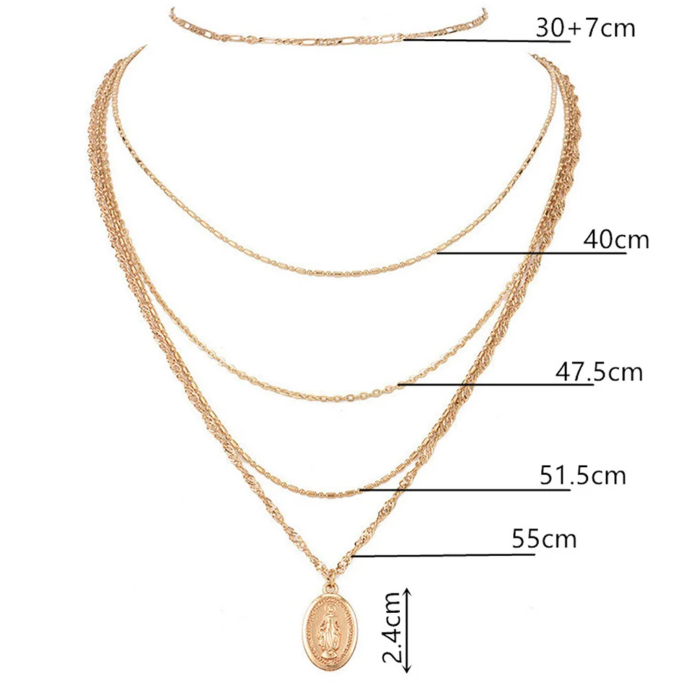 Многослойное геометрическое ожерелье с цветами луной сердцем натуральным