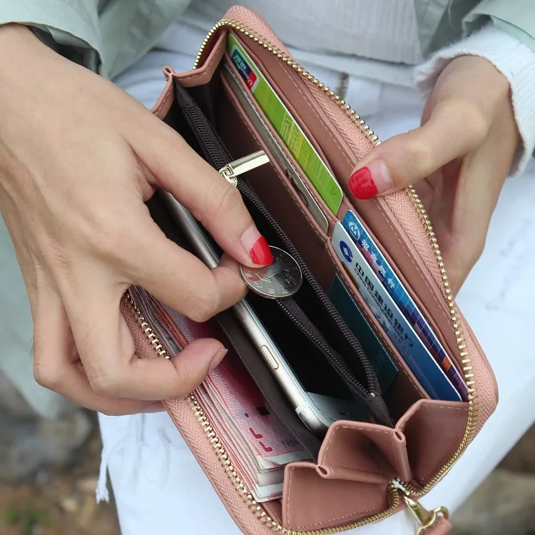 

Long Wallet Women 2021 Brand Designer Female Purse Large Capcity Zipper Ladies Phone Wallet Clutch Wristlet Women Purse Wallet