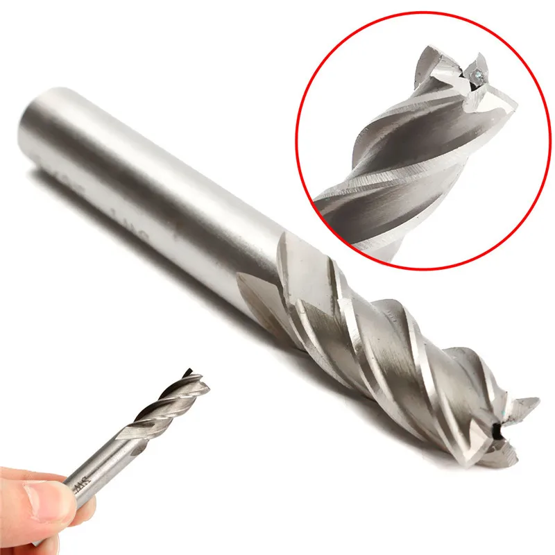 3/8 Inch x High Speed Steel HSS 4 Flutes Straight End Mill Cutter CNC Bit 70mm Best Price | Milling