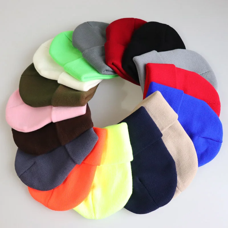 

2019 Women Men Hat Solid Knitted Beanies Winter Candy Colors Hats Ladies Unisex Bone Acrylic Spring Autumn Warm Skull Cap Hot