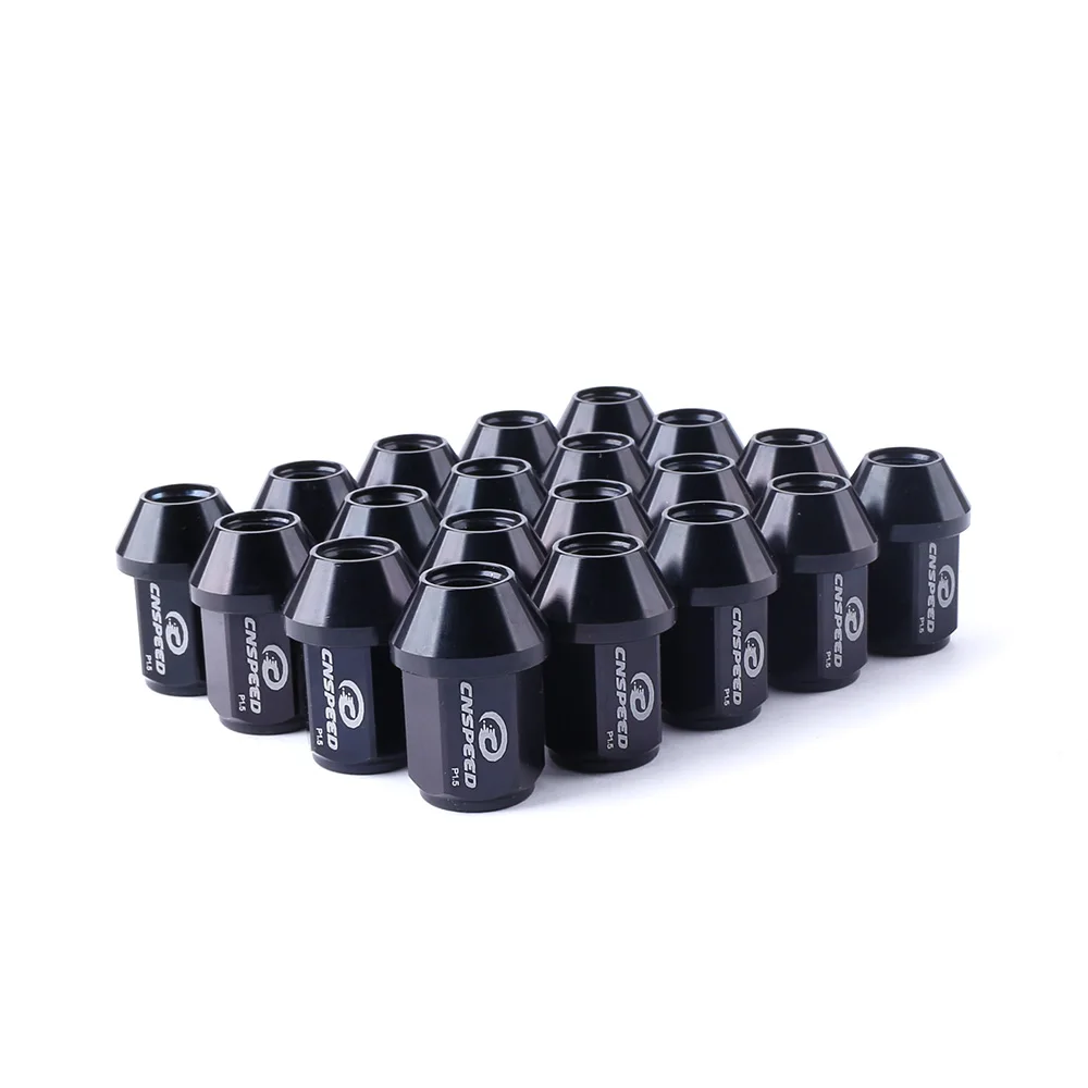 CNSPEED 20 шт. M12x1.5 гоночная колесная гайка 35 мм кованые алюминиевые 7075-T6 автомобильные гайки Синий Золотой Красный Серебряный Черный - Цвет: Черный