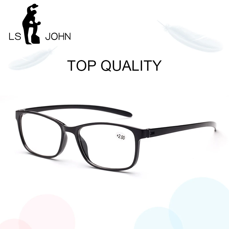 LS JOHN Retro Full Frame Reading Glasses Women&Men TR90 Ultralight Clear Lens Presbyopic Eyewear Magnifier+1.0to4.0 for Reader