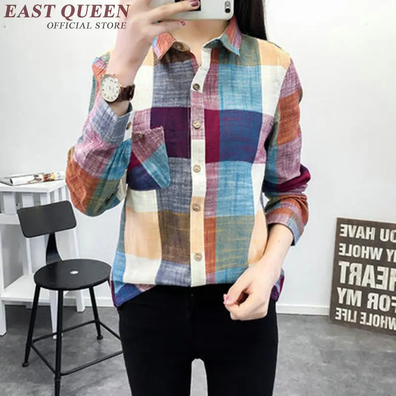 Новое поступление 2018 клетчатая одежда повседневная рубашка женская с длинными