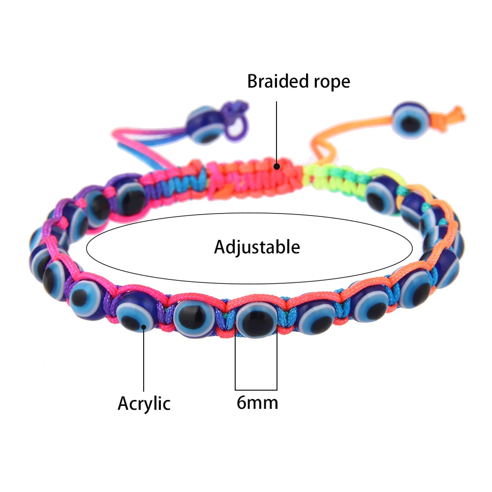 Яркие турецкие синие Бусины от сглаза Шарм браслет на удачу регулируемая
