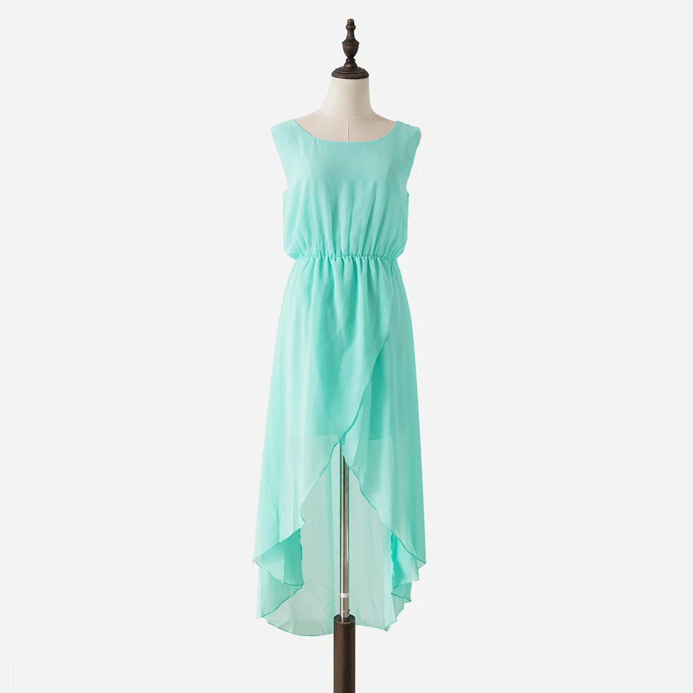 Для женщин шифоновое платье Сексуальная Нерегулярные зеленые платья XXL Летняя