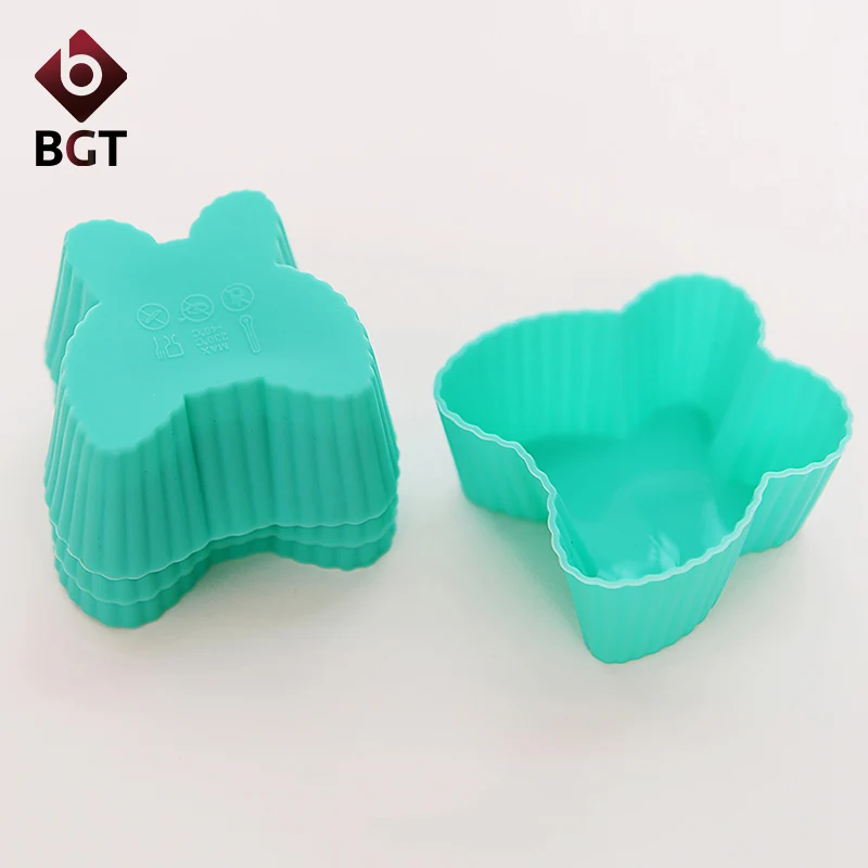 6 Шт./лот Бабочка Силиконовые Muffin Чашки Торт Плесень Дело Формы Для Выпечки Чайник