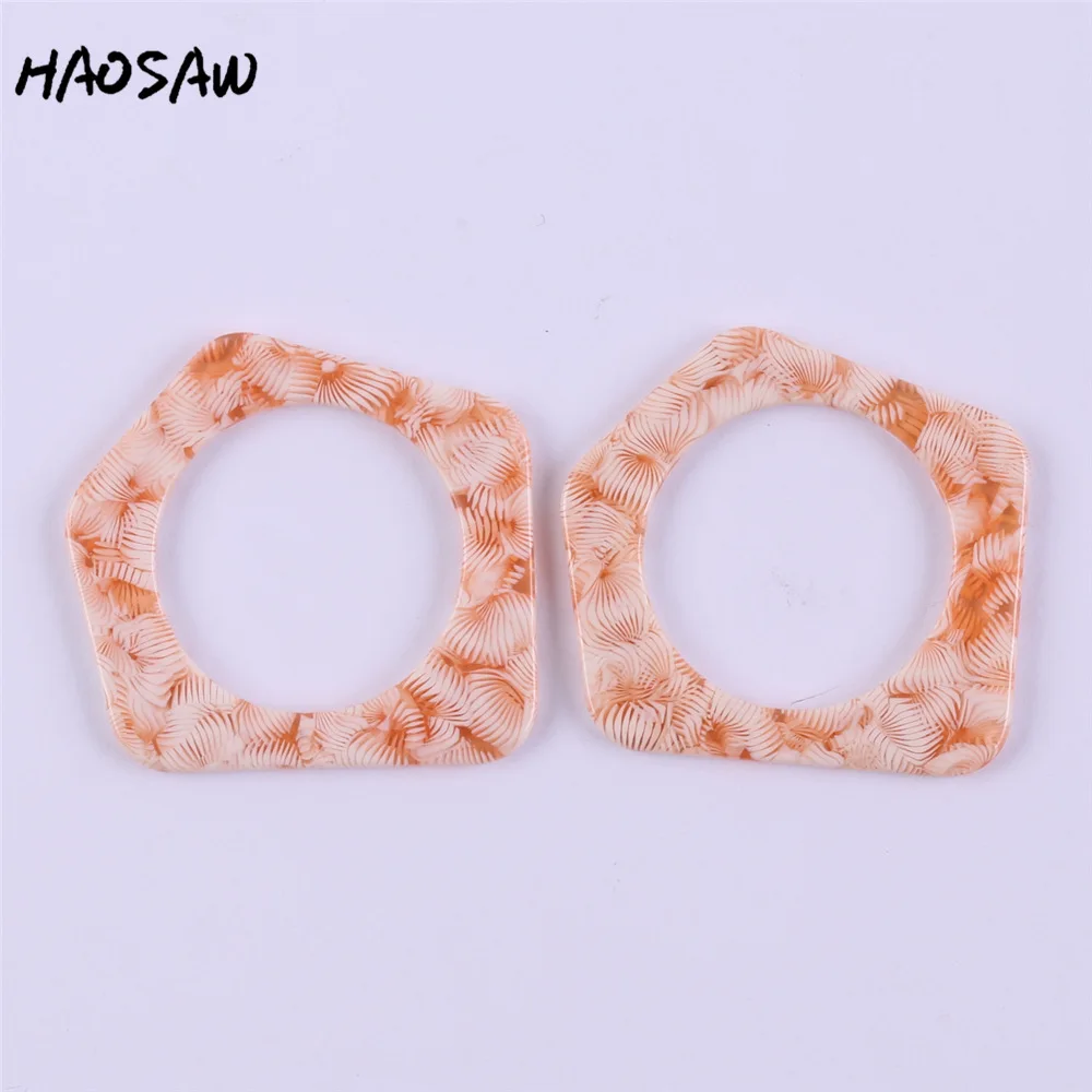 HAOSAW 34*36MM 4Pcs/Lot Spring Color Irregular Acetic Acid Parts/Jewelry Findings/Earrings Accessories/Handmade Making | Украшения и