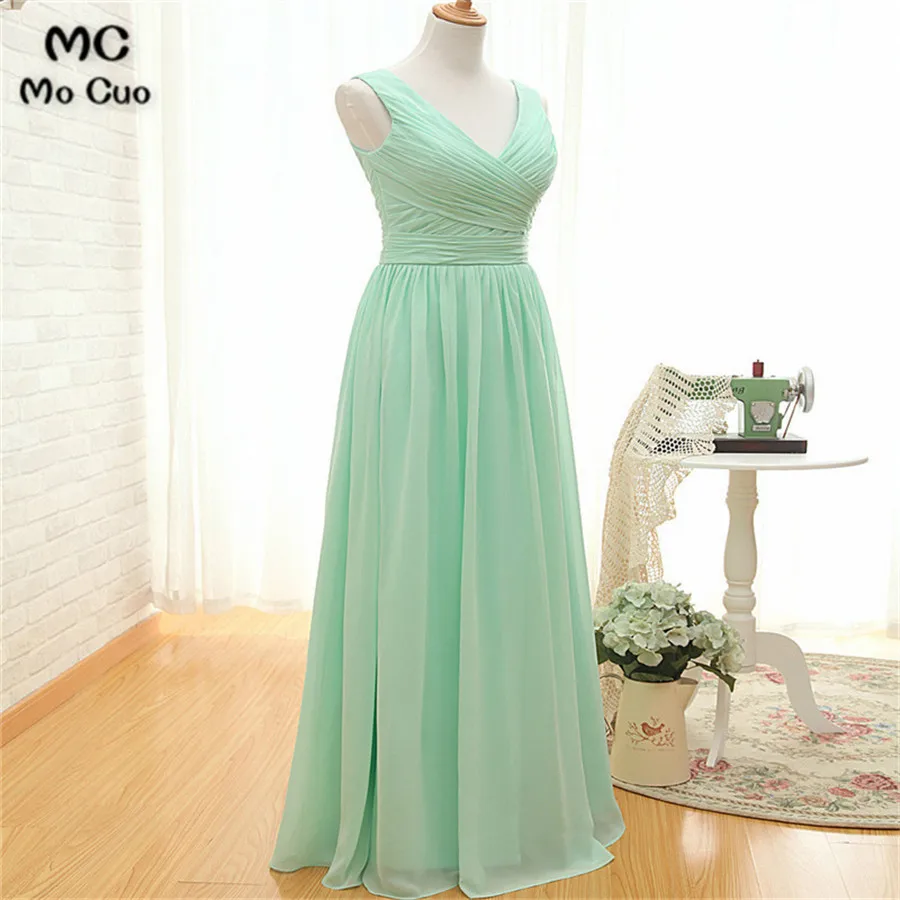 Недорогие официальные шифоновые платья подружки невесты темно-зеленые