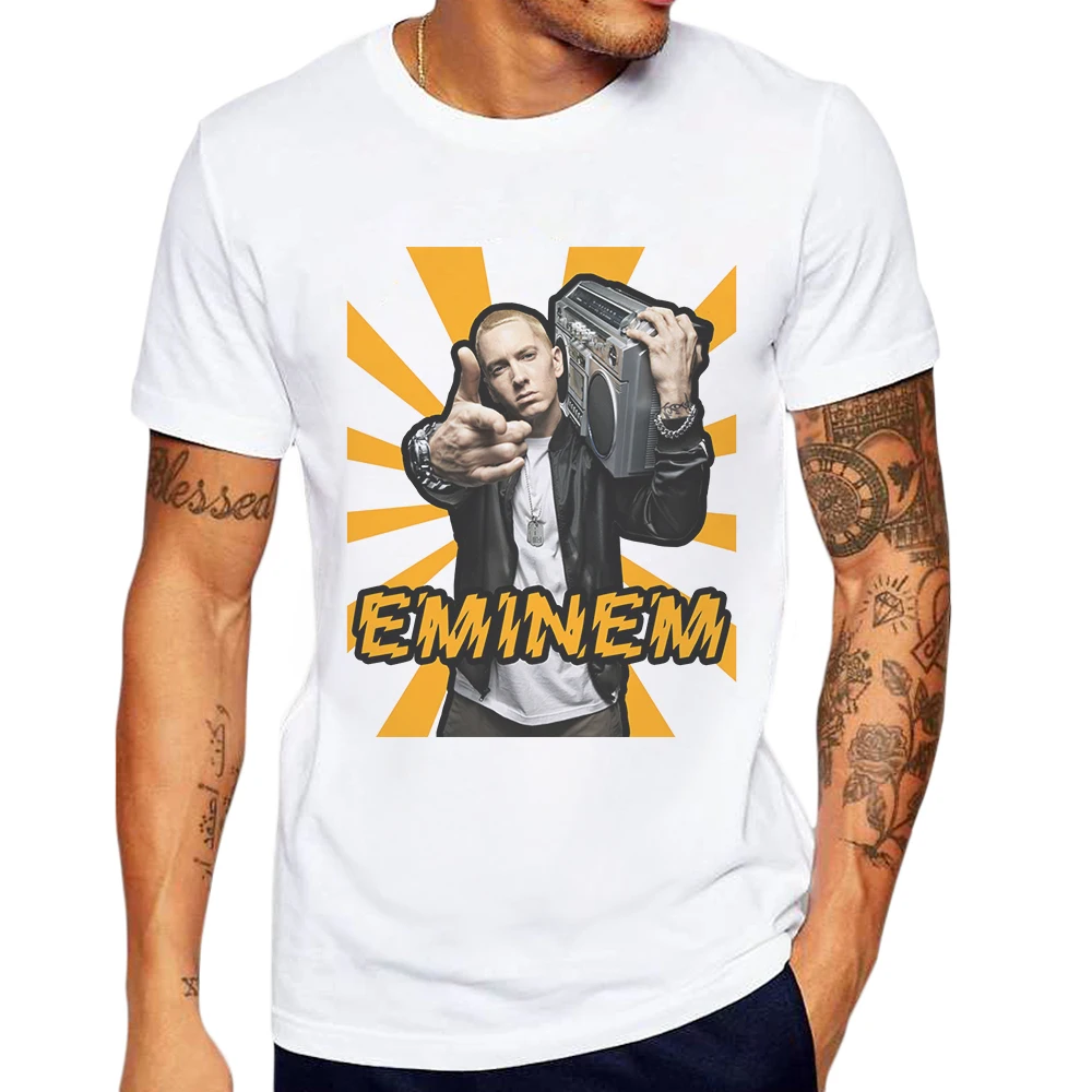 

New Arrival Brand White Men Clothes T-Shirt Short Sleeve T Shirt Eminem Print Casual Cotton Tops Tee Shirts Camisetas Masculina