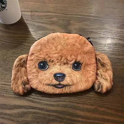 cute wallet 6 Хлопковый тканевый кошелек с 3D-принтом животных для девочек, Женский Детский кошелек, кошелек на молнии, кошелек с покемоном, сумочка для монет, собаки, кошки, фиолетового цвета - Цвет: cute wallet 6