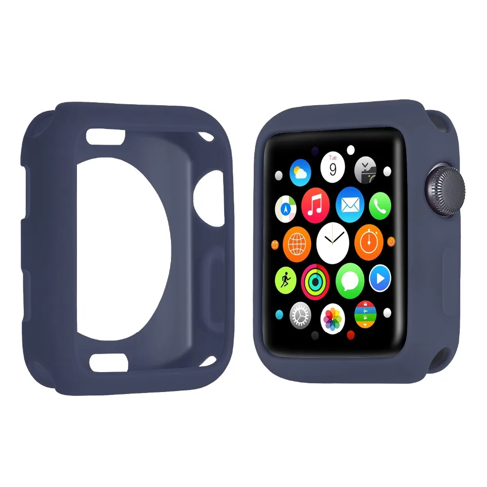 Защитный чехол из ТПУ для Apple Watch Series 4 3 2 1 42 мм силиконовый стильный мягкий цветной