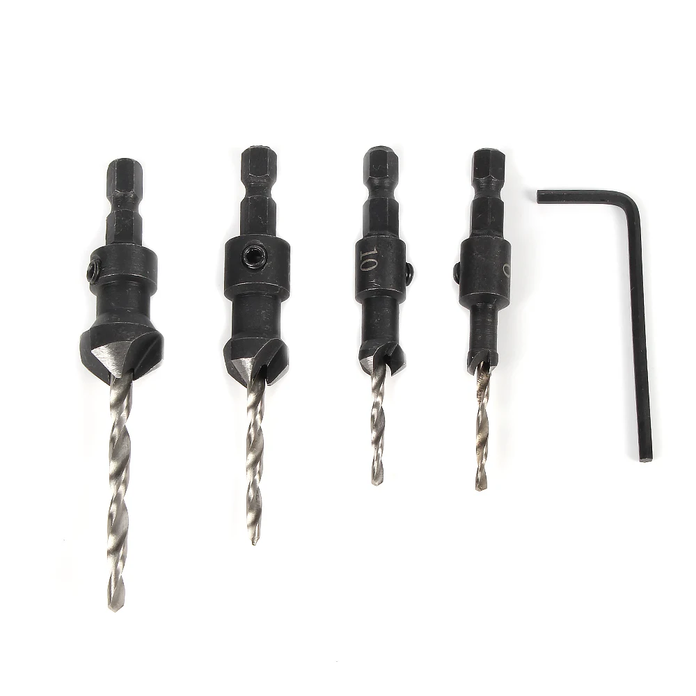 4 шт. HSS шестигранным хвостовиком винт зенковки сверло набор Деревообработка